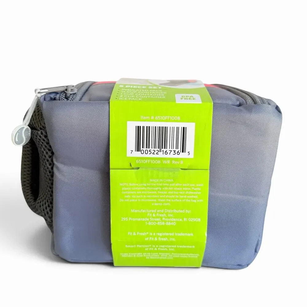 Fit & Fresh Meal Management Insulated Lunch Bag 5 Piece Set Containers Ice Pack